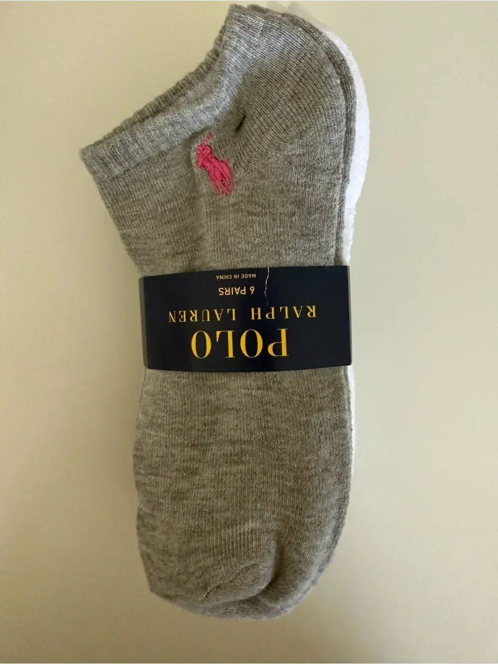 Polo by Ralph Lauren Womens Low Cut Socks Black White and Gray- 6 Pack